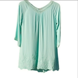 Altar'd State Green Rayon Cotton Embroidered Floral Dress Size Small NWOT‎